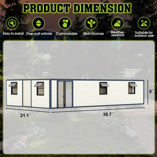40ft Foldable 3-Bedroom Container House — Expandable Modular Prefab Home