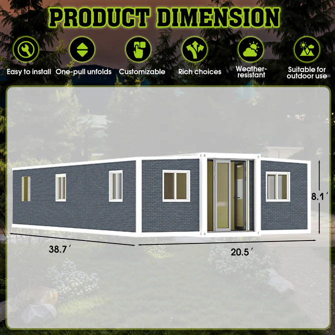 Foldable 40ft 2 Bedroom Mobile Home, Modular Prefab House