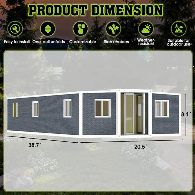 Foldable 40ft 2 Bedroom Mobile Home, Modular Prefab House