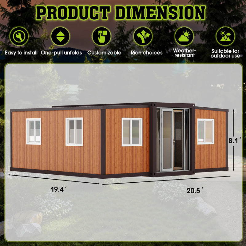20ft Foldable 2-Bedroom Container Home — Expandable Modular Prefab House