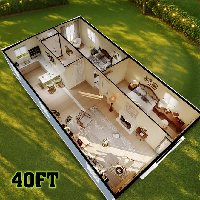 Foldable 40ft 2 Bedroom Mobile Home, Modular Prefab House