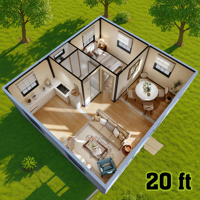 Modern 20ft Foldable Mobile Home with Full Kitchen & Bathroom