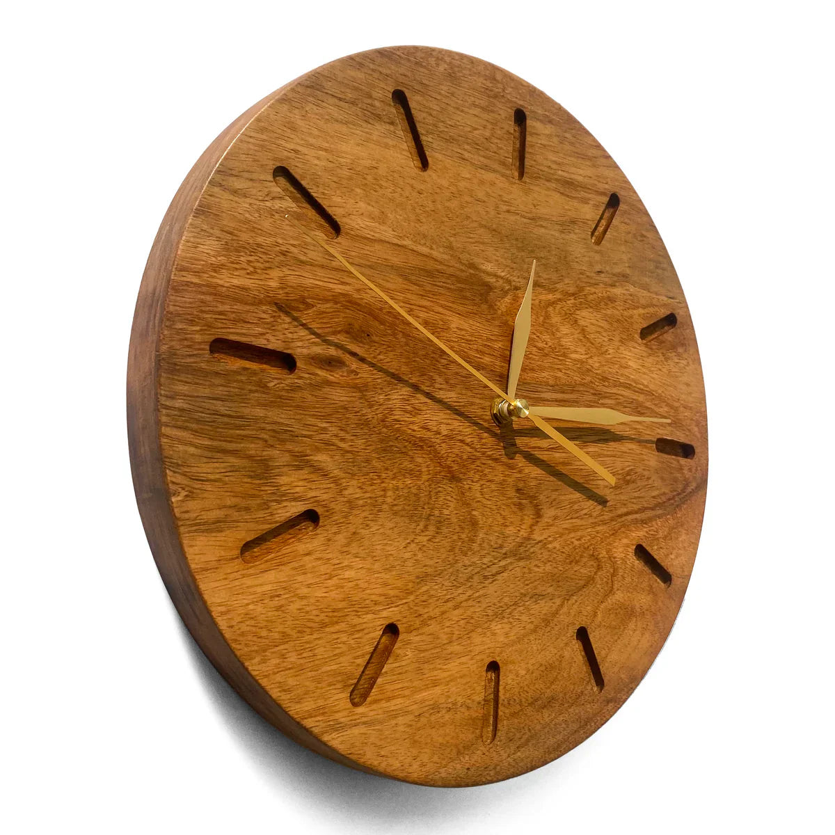 Classic Warmwood Wall Clock with 10.5-inch diameter, wooden frame, and black numerals on a neutral face. Ideal for rustic or traditional decor.
