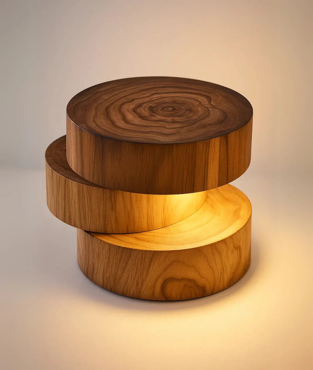 Nureyaa Wooden Log Cutting Lamp, 24cm, Teak Finish