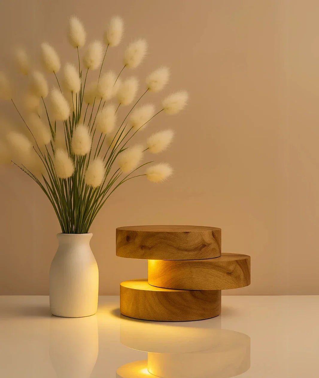 Nureyaa Wooden Log Cutting Lamp, 24cm, Teak Finish