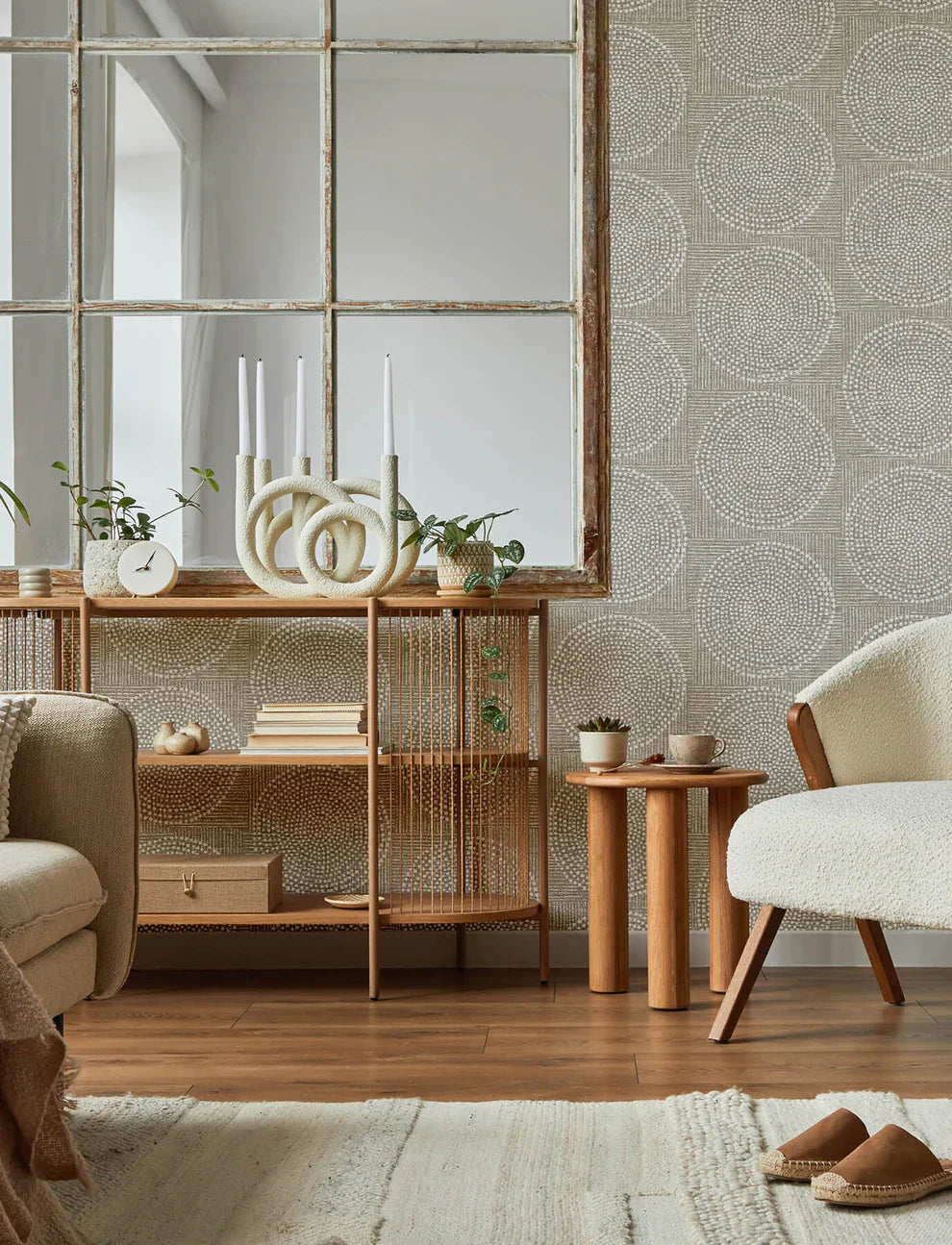 Salma Medallion Wallpaper - Beige