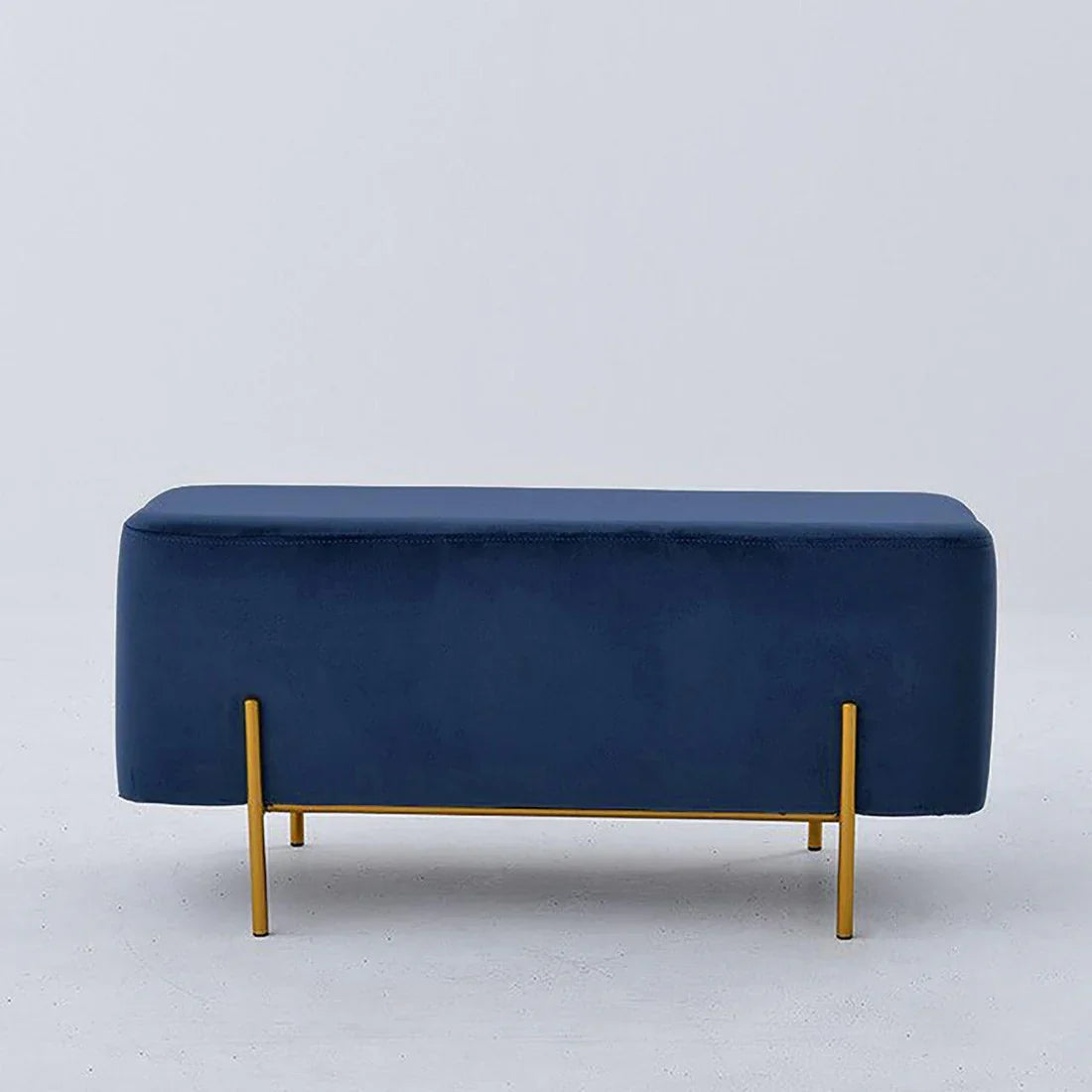 "Wooden 2-Seater Stool with Steel Stand – Multipurpose Footrest, Ottoman, or Tea Stool"