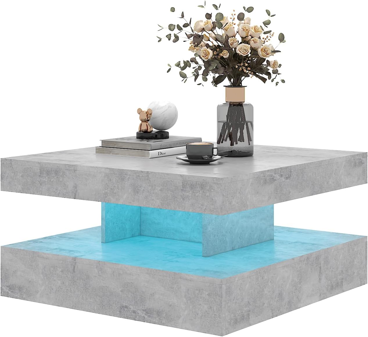 Wrought Studio Gray Coffee Table with Storage & 20-Color RGB LED Light