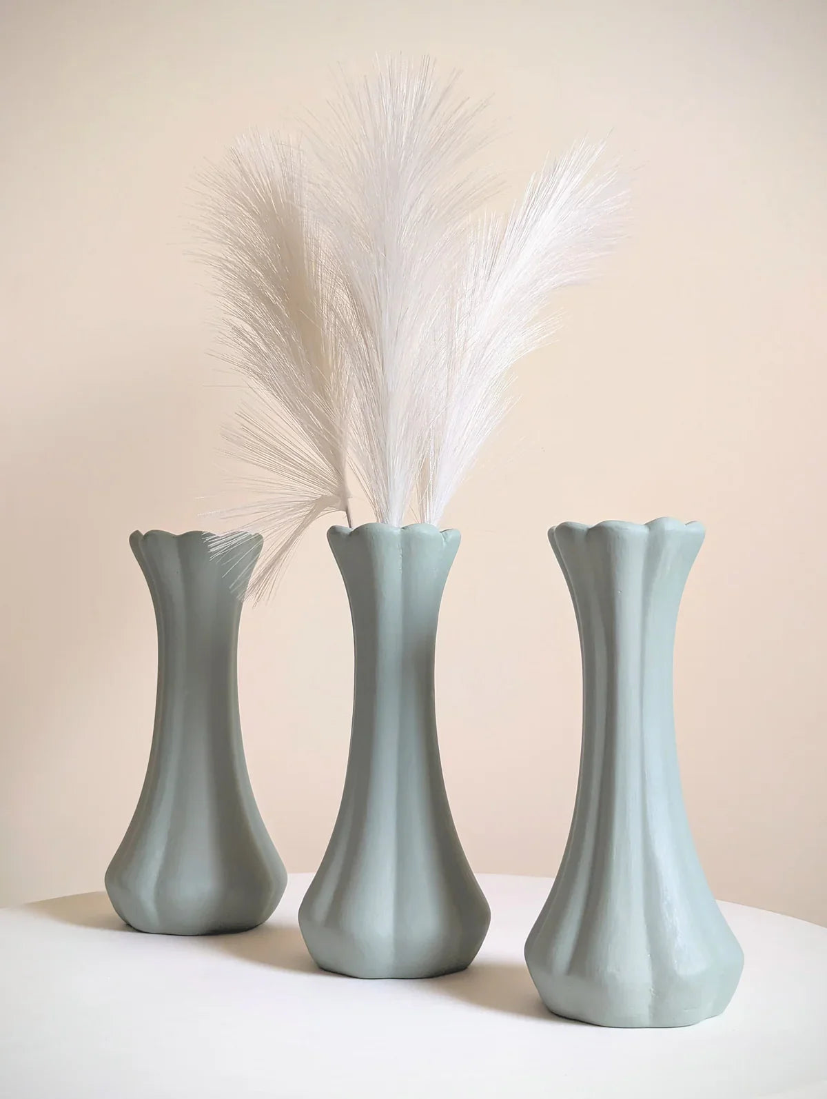 Daisy Pastel Mint Ceramic Vase, 10" Whimsical Handmade
