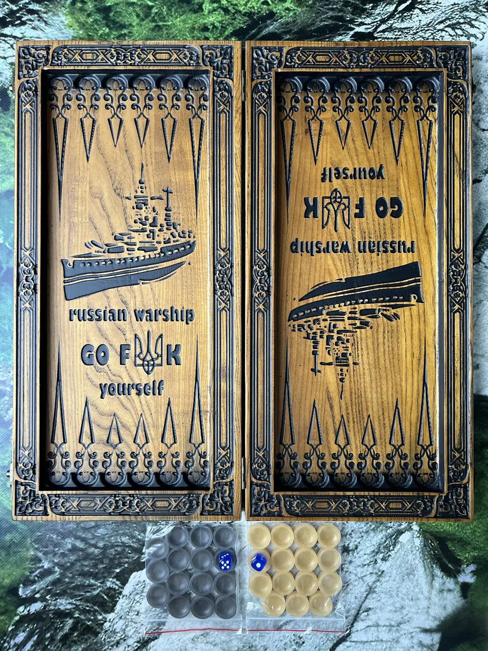 Patriotic Wooden Backgammon – Military Intelligence of Ukraine, Armed Forces Edition