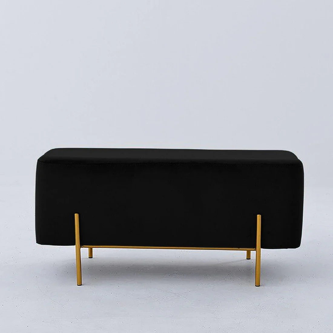 "Wooden 2-Seater Stool with Steel Stand – Multipurpose Ottoman and Tea Stool"