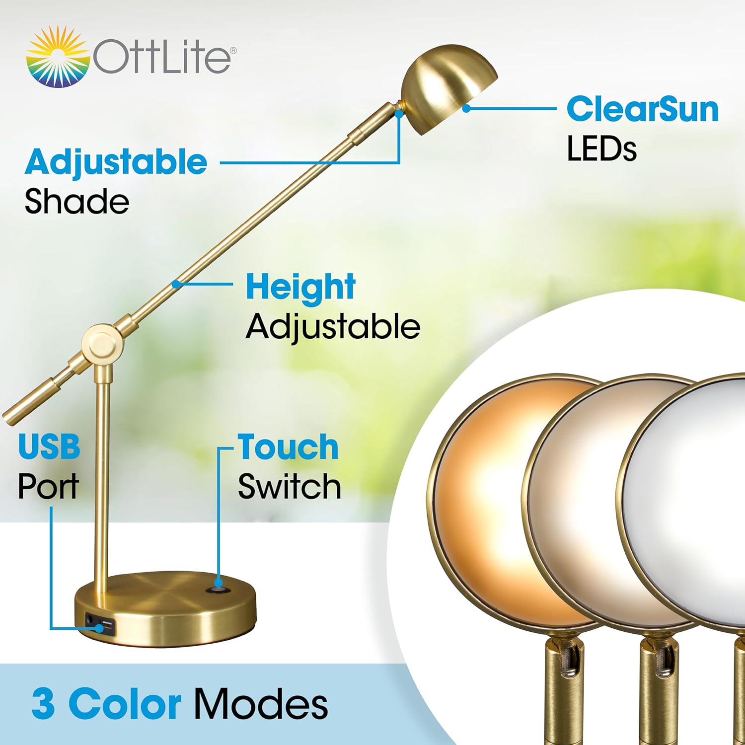 Direct LED Desk Lamp with USB Port - Modern, Adjustable, Desk Light