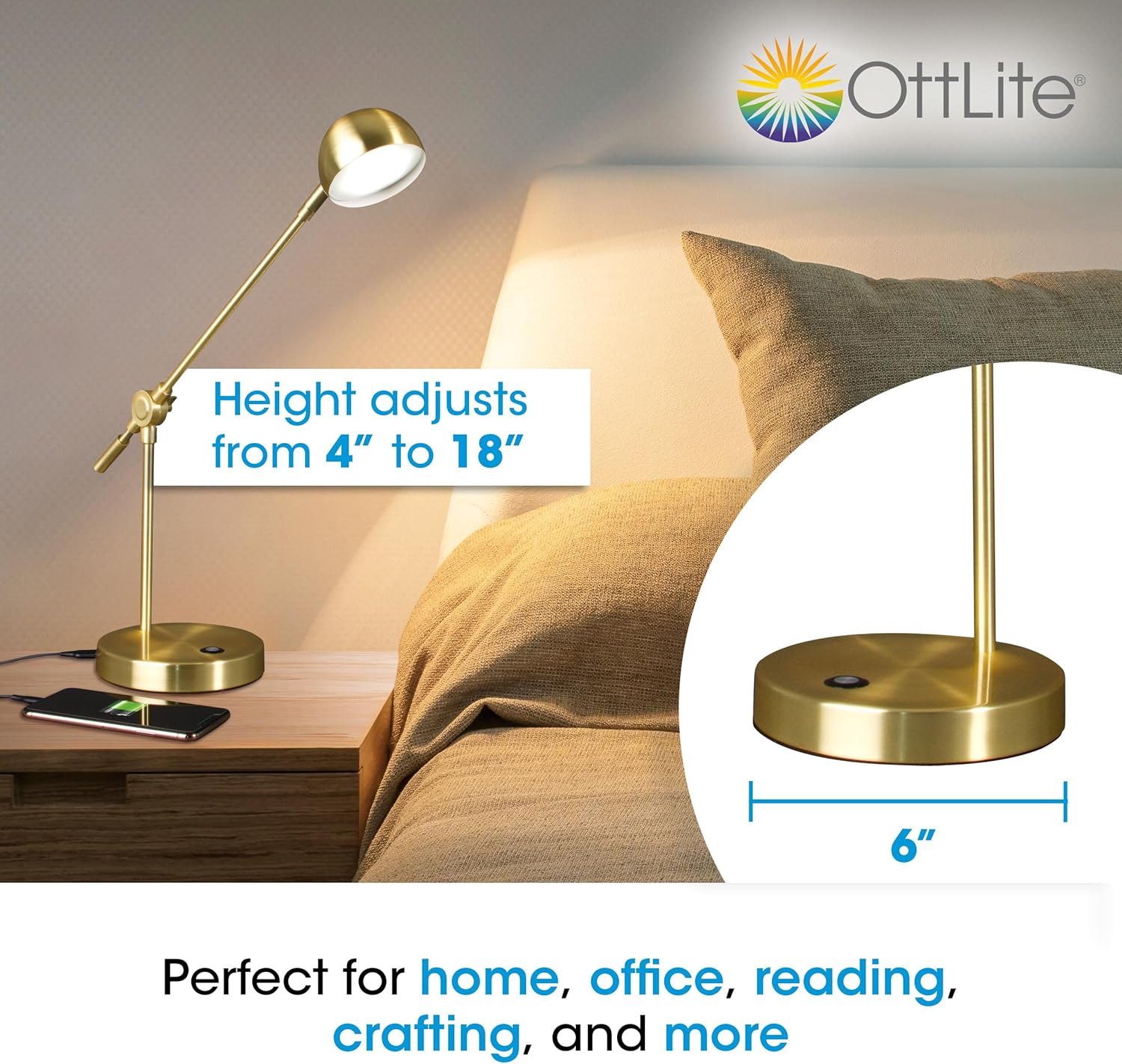 Direct LED Desk Lamp with USB Port - Modern, Adjustable, Desk Light