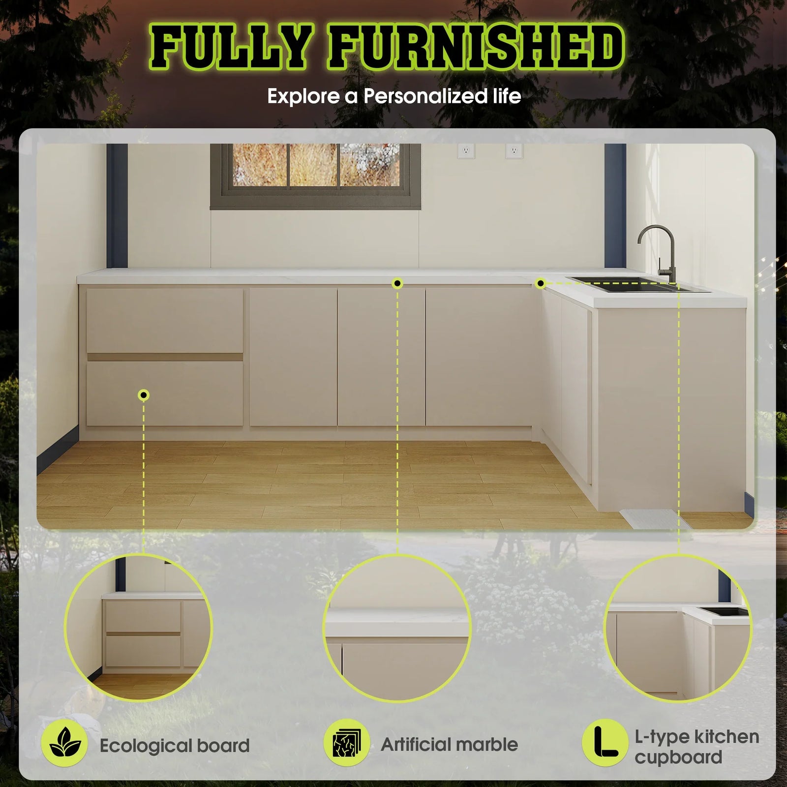 20ft Portable Prefab Modular Home Expandable Container House for Adults Living