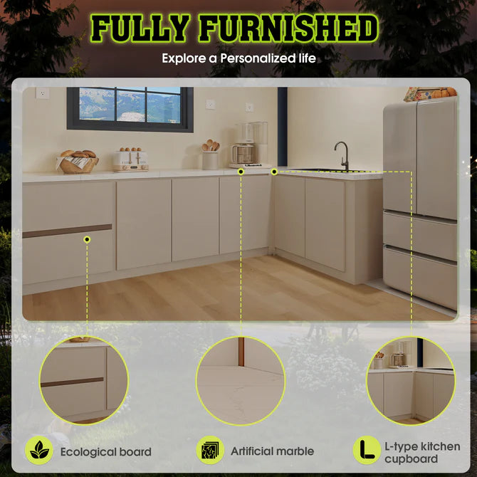 Modern 20ft Foldable Mobile Home with Full Kitchen & Bathroom