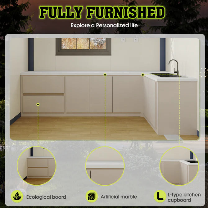 20ft Foldable 2-Bedroom Container Home — Expandable Modular Prefab House