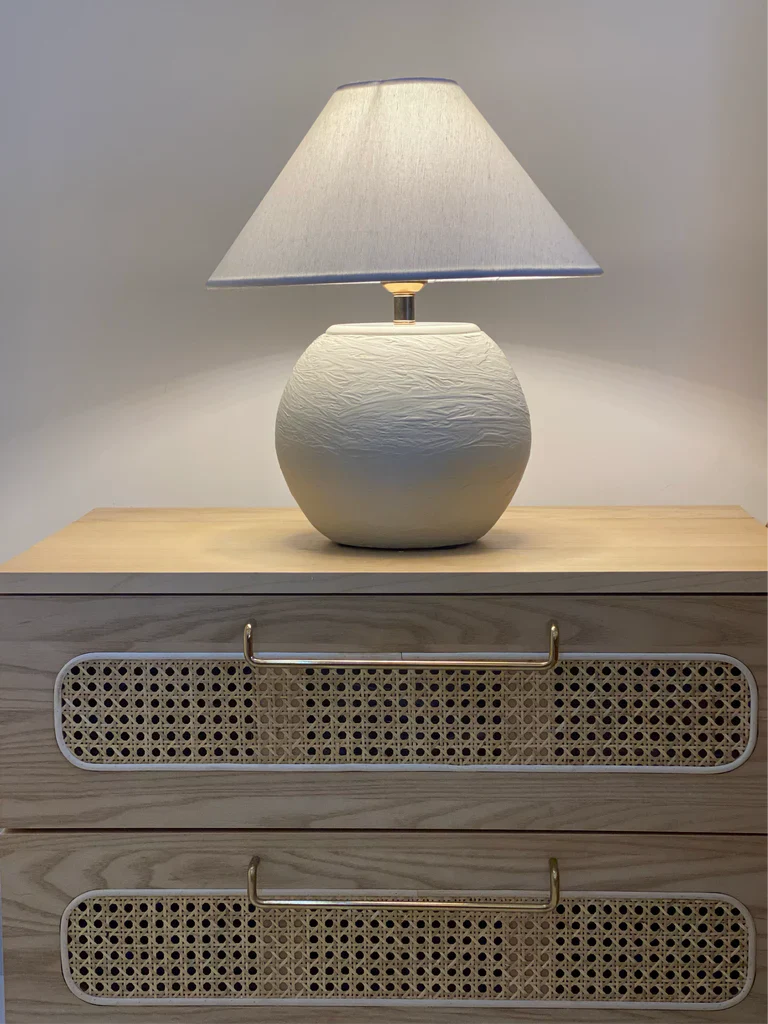 Handcrafted terracotta lamp with cream shade – 17.2 inch