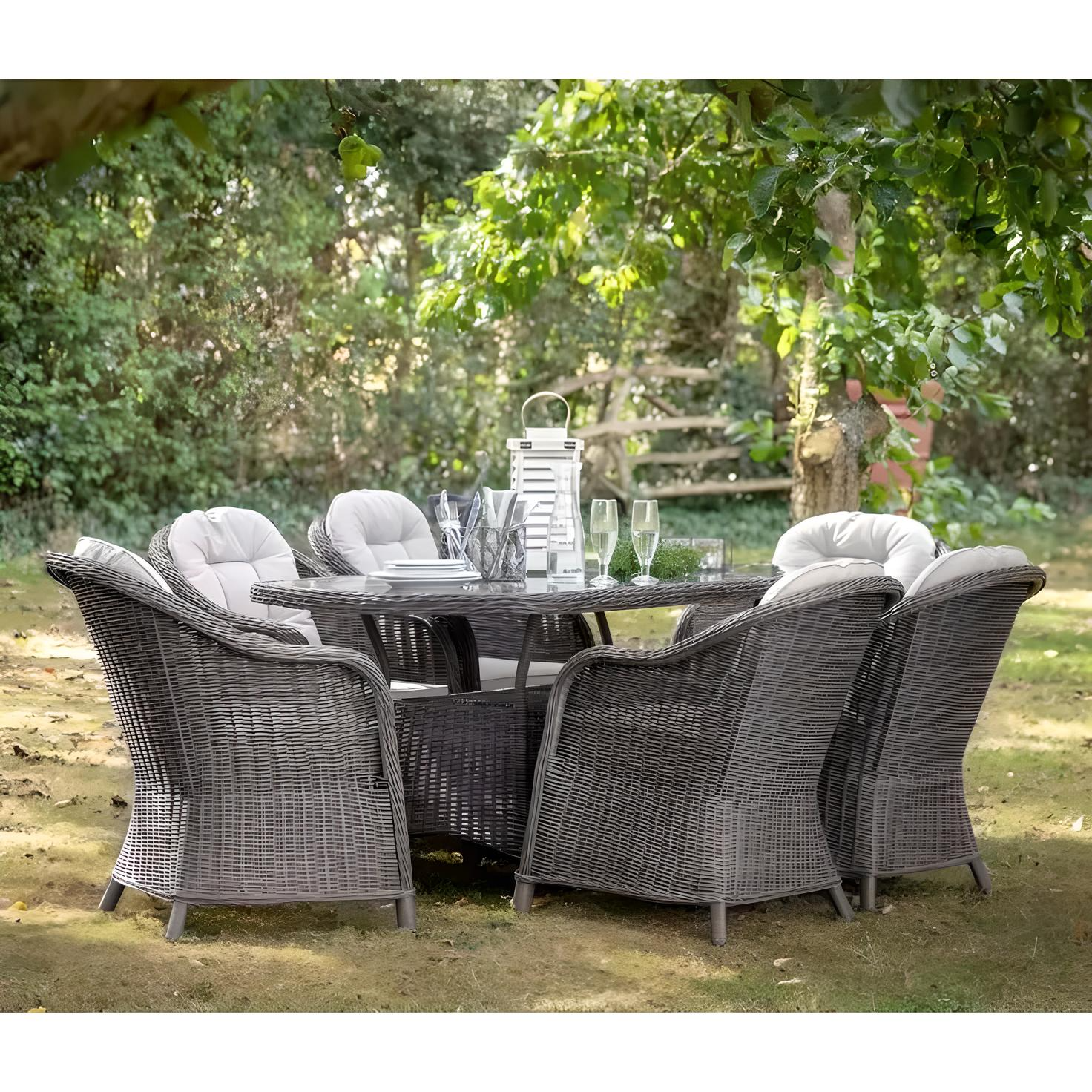 Dining Sets Outdoor Space Saving Rattan Chairs with Glass Table Set of 7