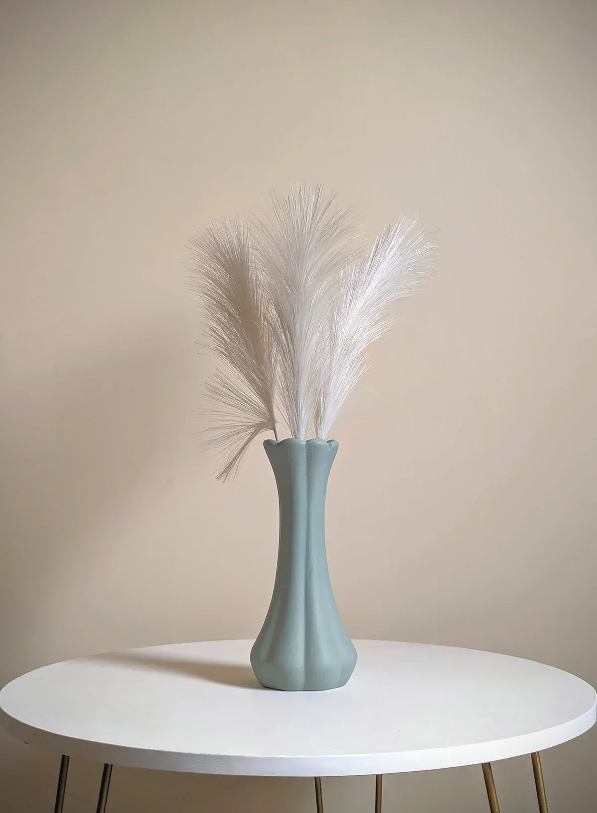 Daisy Pastel Mint Ceramic Vase, 10" Whimsical Handmade