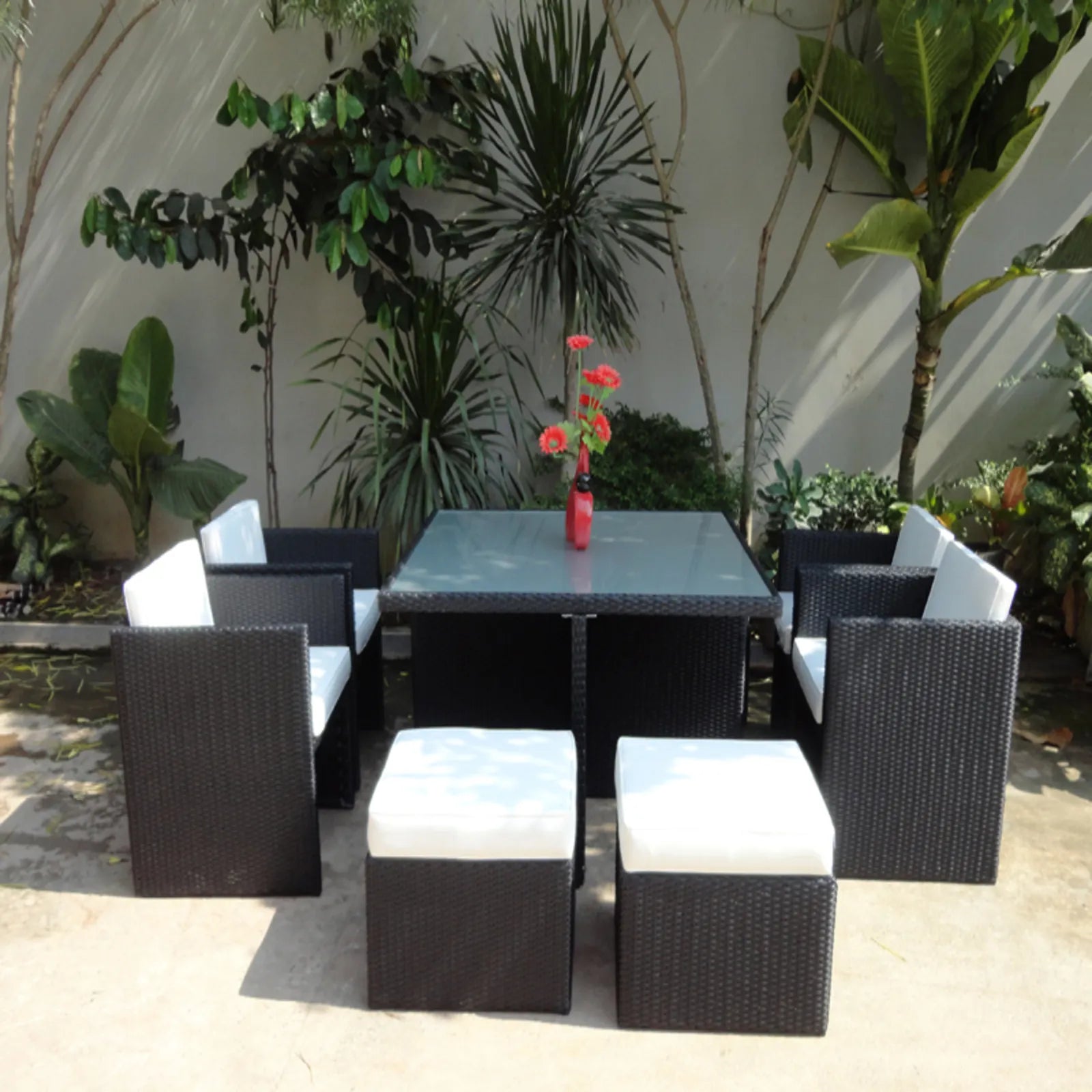 Modern Still Garden Dining Set Outdoor Poly Rattan