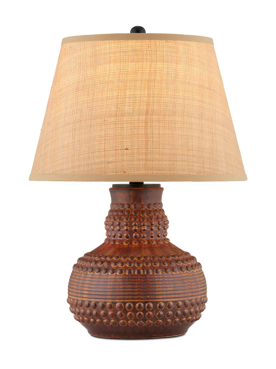 Atamo Table Lamp – Handcrafted Ceramic with Grasscloth Shade