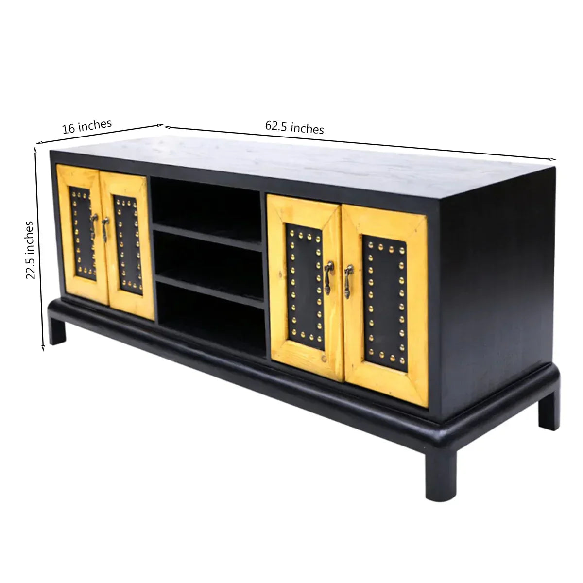 Solid Sheesham wood TV stand for living room corner setup