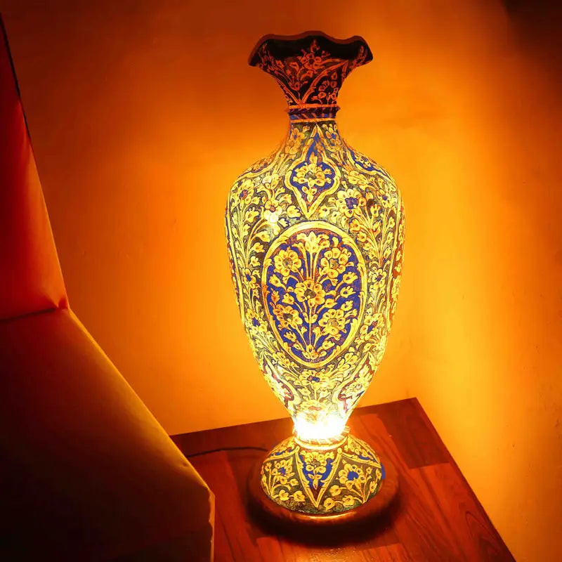 Illimunated Vase Camel Skin Floor Lamp