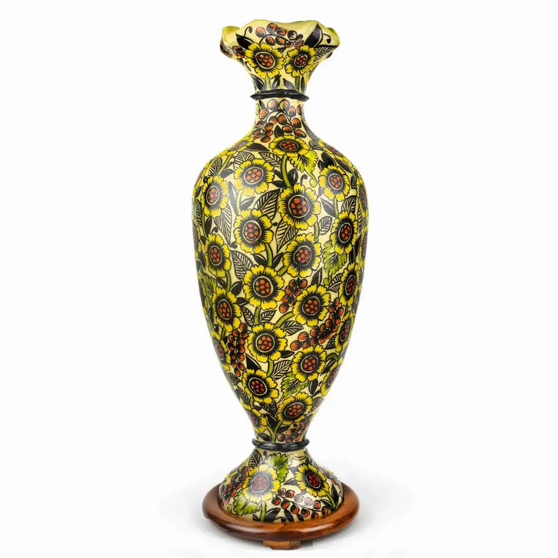Illimunated Vase Camel Skin Floor Corner Lamp