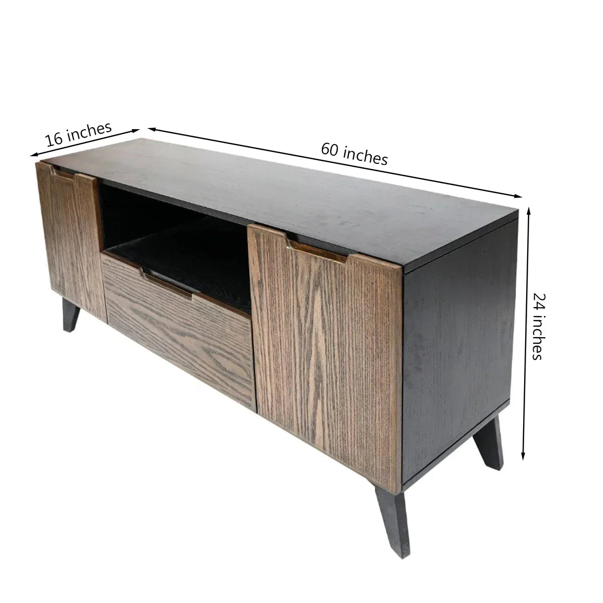 Cooper Minimalist Oak TV Unit – Solid Wood Entertainment Console, 60-Inch