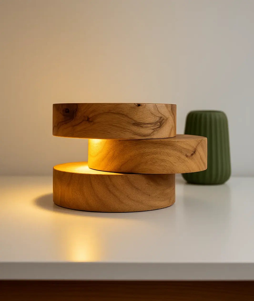 Nureyaa Wooden Log Cutting Lamp, 24cm, Teak Finish