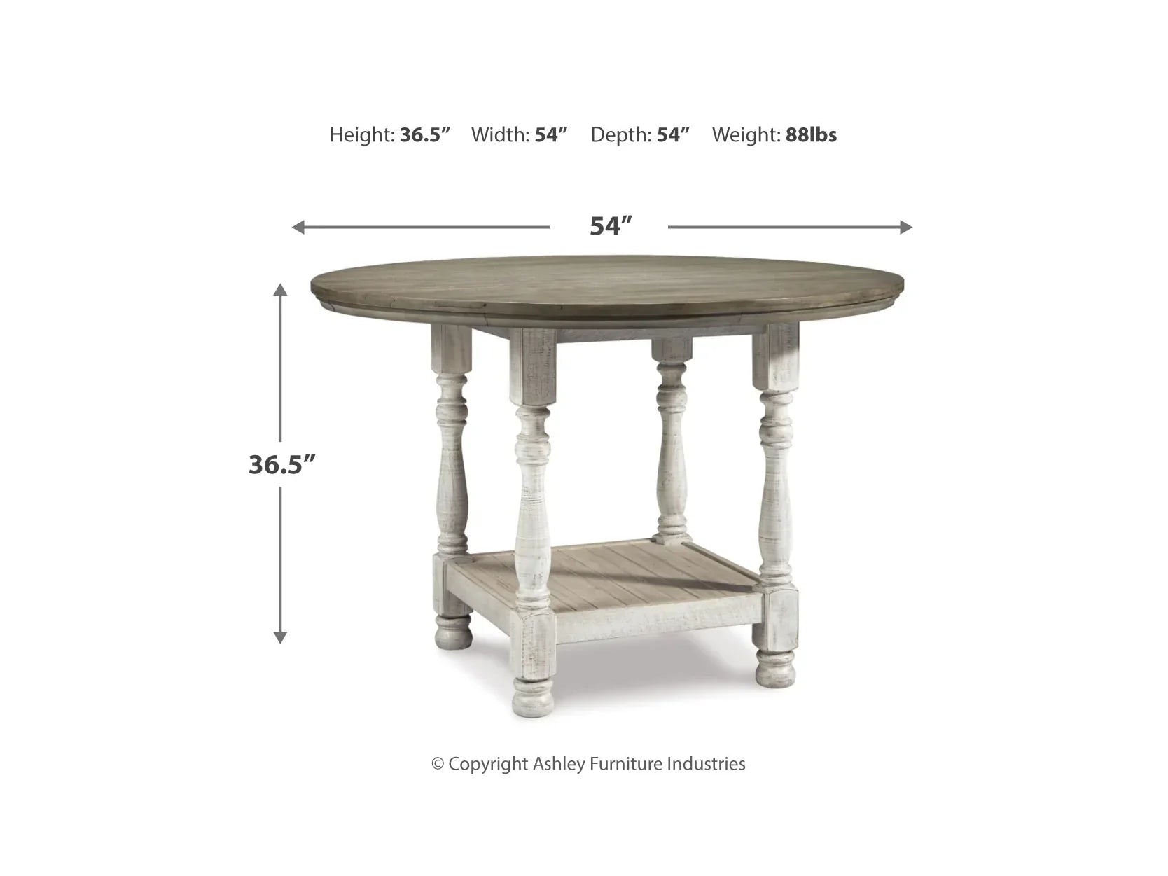 Round table with dimensions labeled on a white background