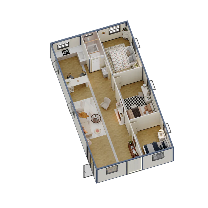 40ft Foldable 3-Bedroom Container House — Expandable Modular Prefab Home