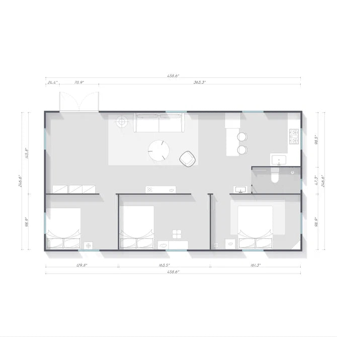 40ft Foldable 3-Bedroom Container House — Expandable Modular Prefab Home