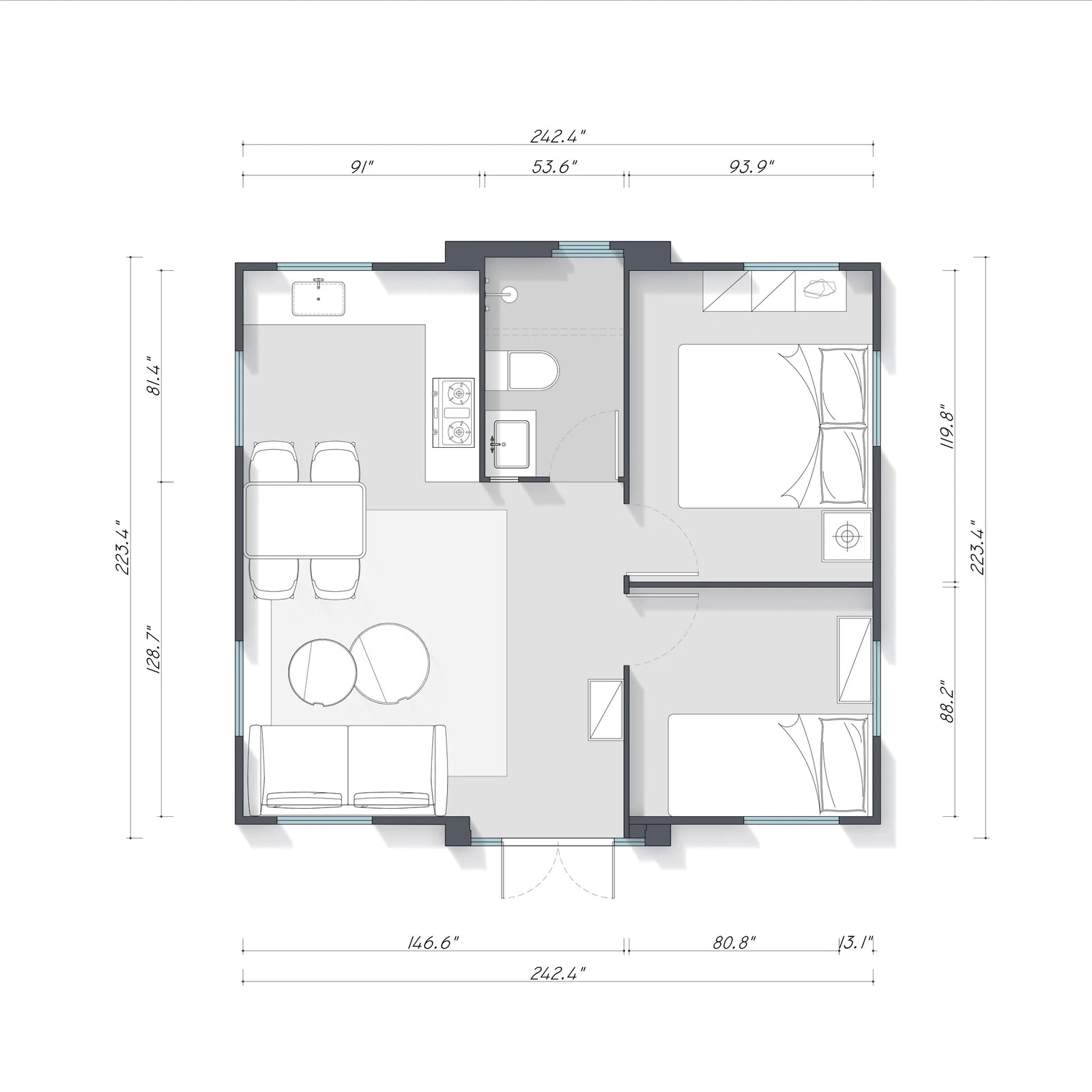 20ft Foldable 2-Bedroom Container Home — Expandable Modular Prefab House