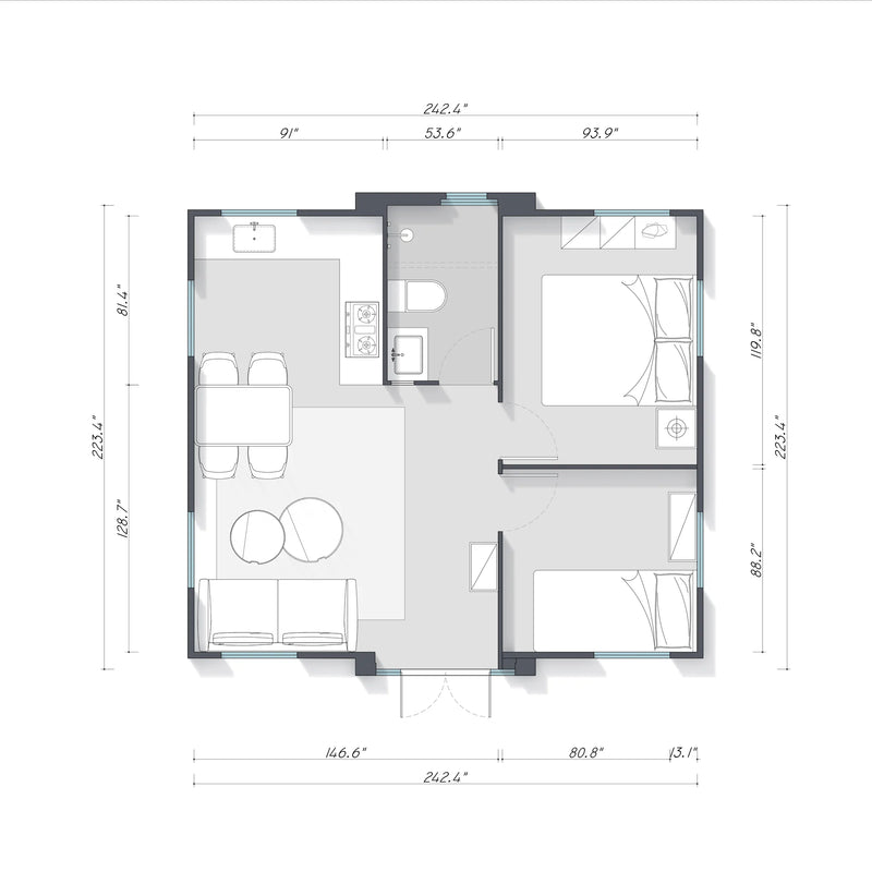20ft Foldable 2-Bedroom Container Home — Expandable Modular Prefab House