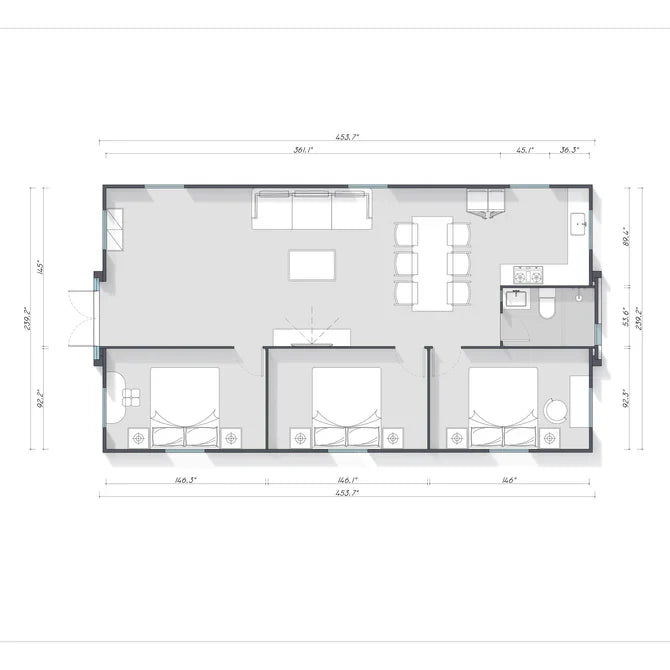 40ft Foldable 3-Bedroom Container House — Modular Prefab Home with Kitchen & Bath