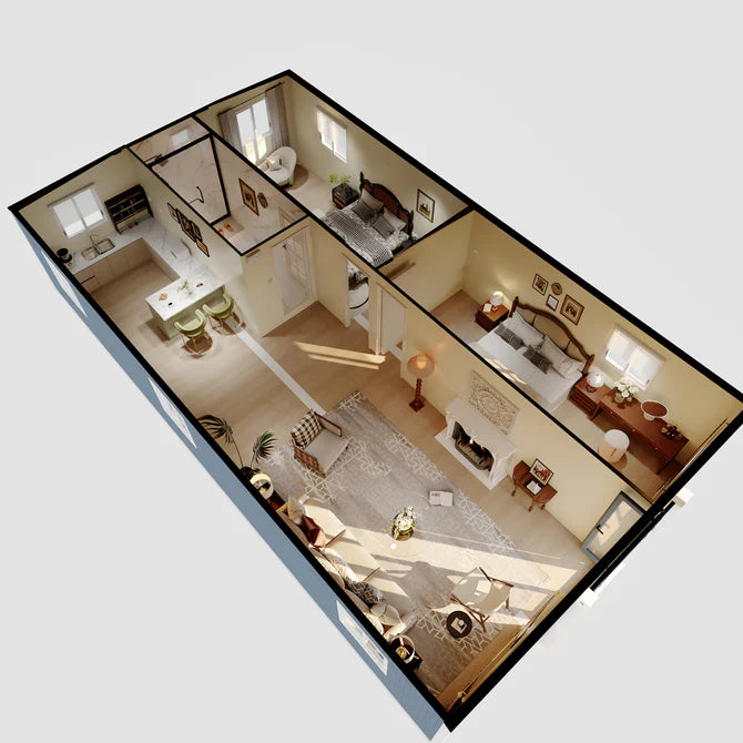 Foldable 40ft 2 Bedroom Mobile Home, Modular Prefab House