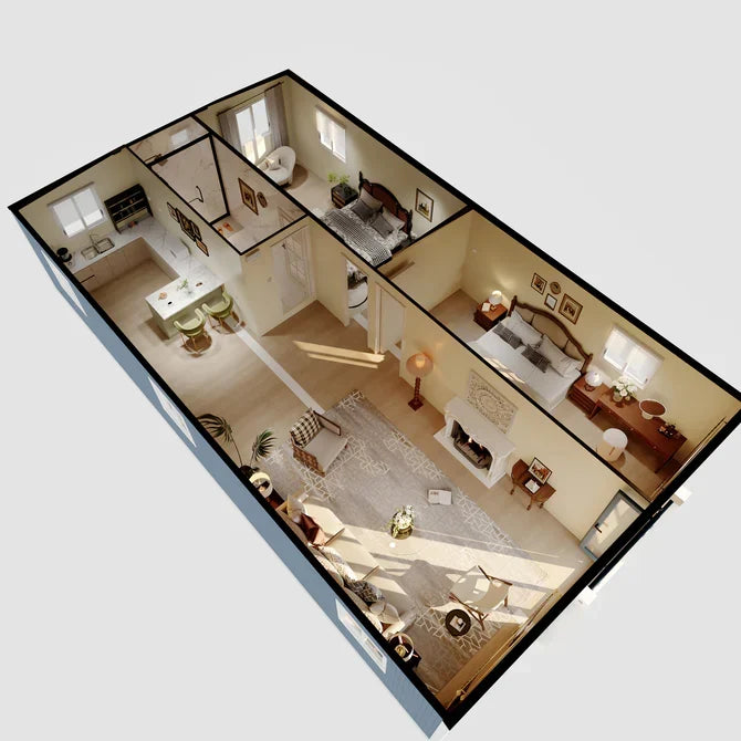Foldable 40ft 2 Bedroom Mobile Home, Modular Prefab House