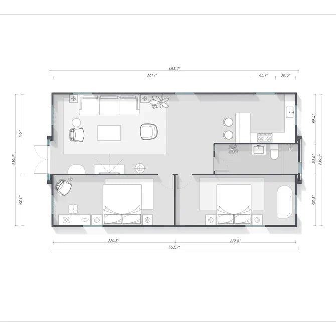 Foldable 40ft 2 Bedroom Mobile Home, Modular Prefab House