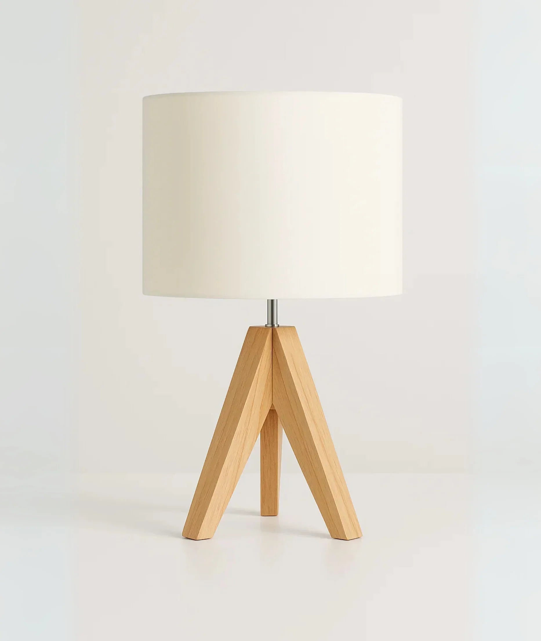 Dewenwils Tripod Wooden Lamp – 18" with Linen Shade by Nureyaa
