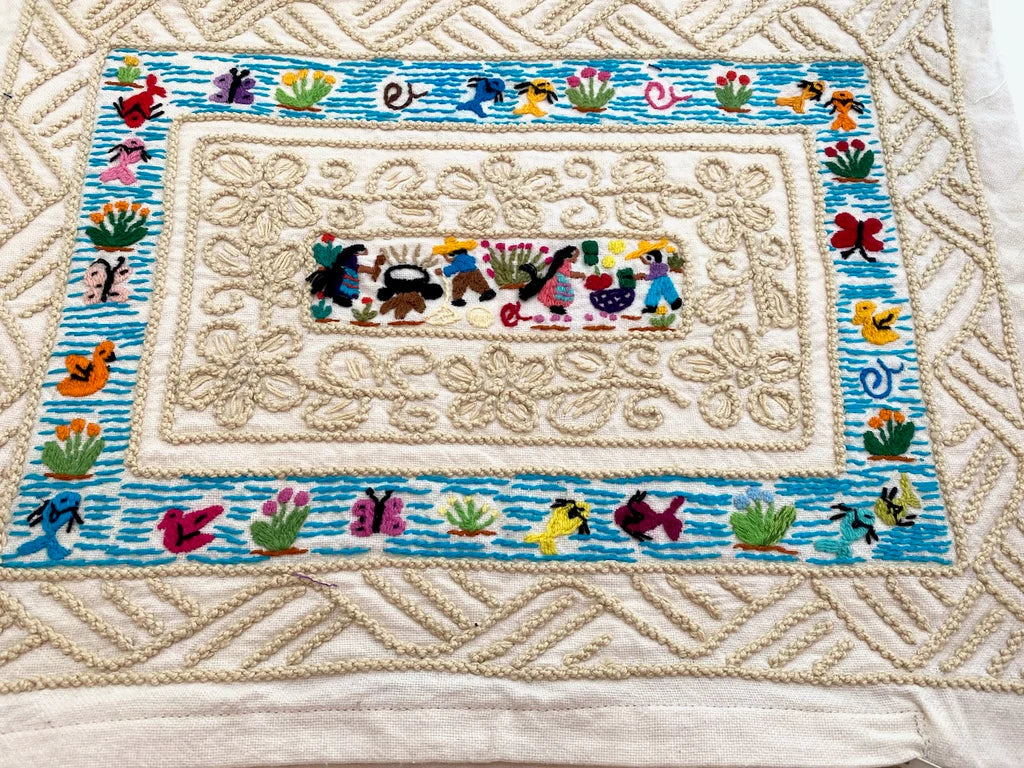 Decorative placemat with embroidered fish and plants on a white background Style A
