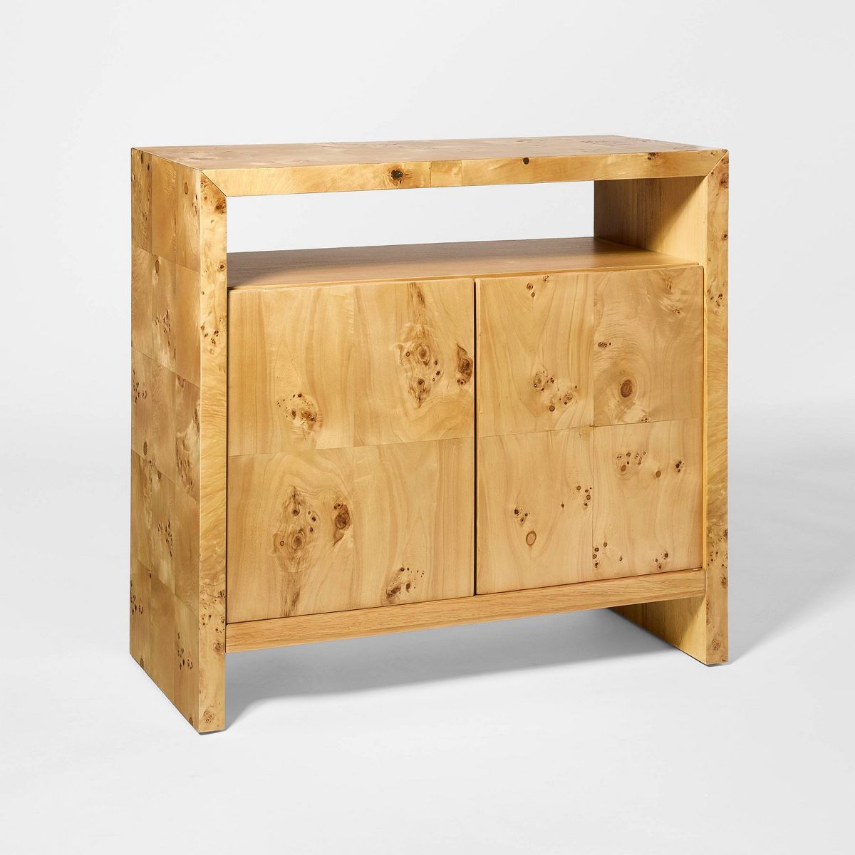 Ogden Burled Wood 2 Door Storage Cabinet Light Brown