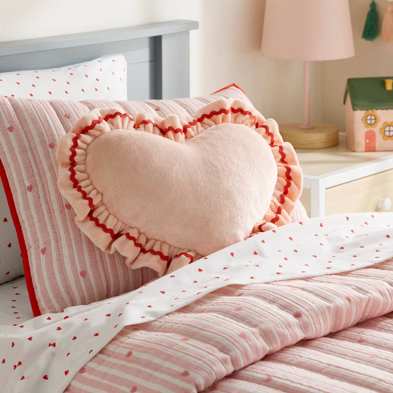 Velvet Ruffle Heart Kids' Novelty Plush Pillow