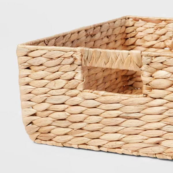 Woven Water Hyacinth Folio Bin Cube Storage, Multicolor Naturals