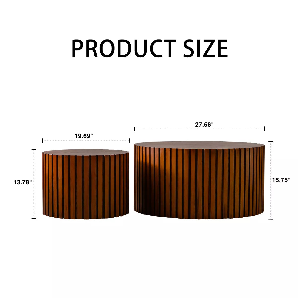 Two wooden side tables with a striped pattern on a white background