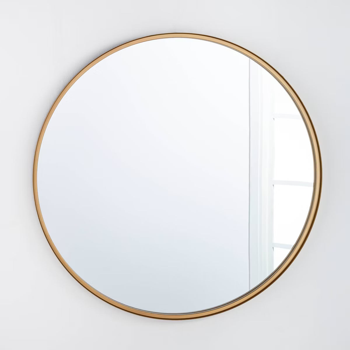 34" Round Decorative Wall Mirror Brass