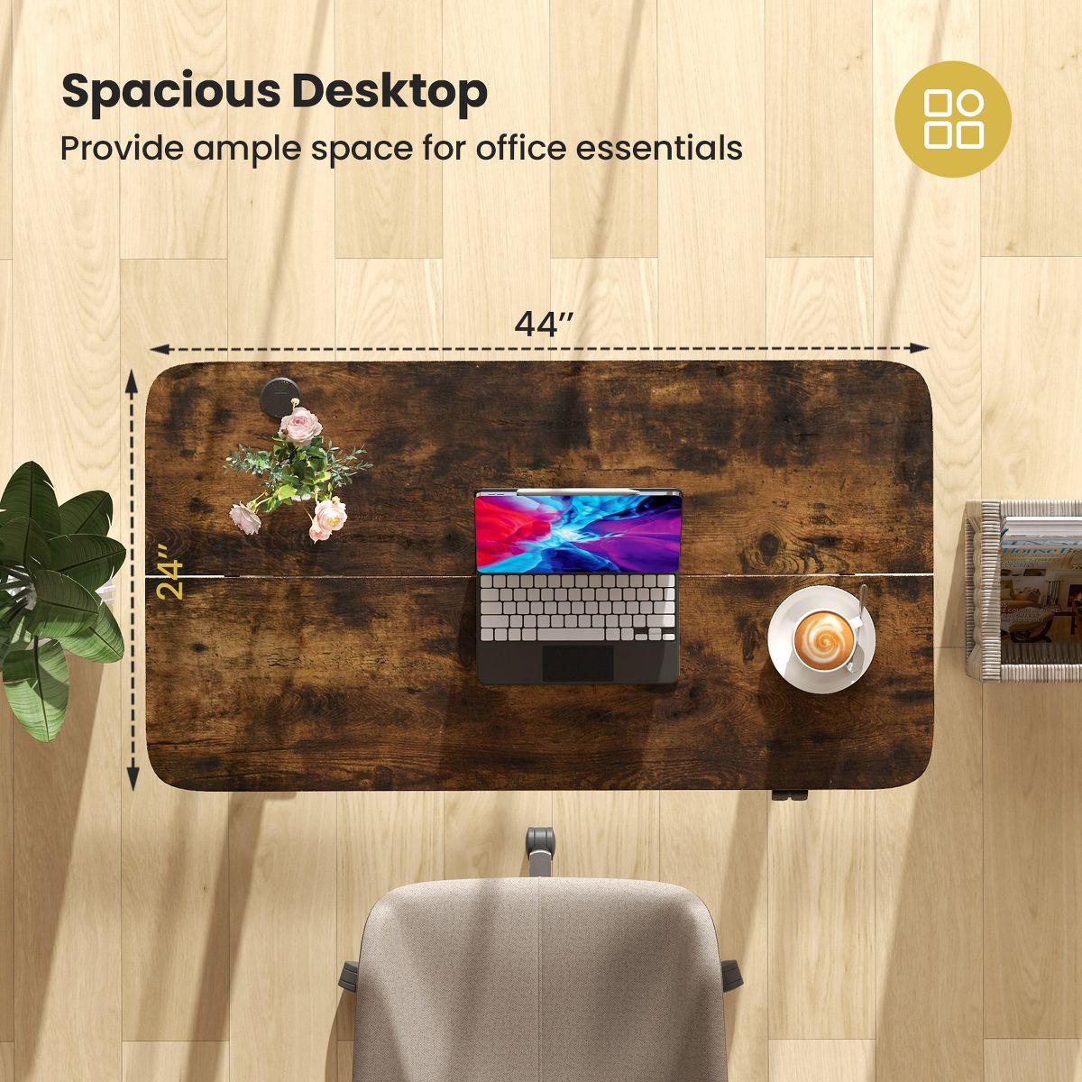 Costway Electric Standing Desk Rustic Brown