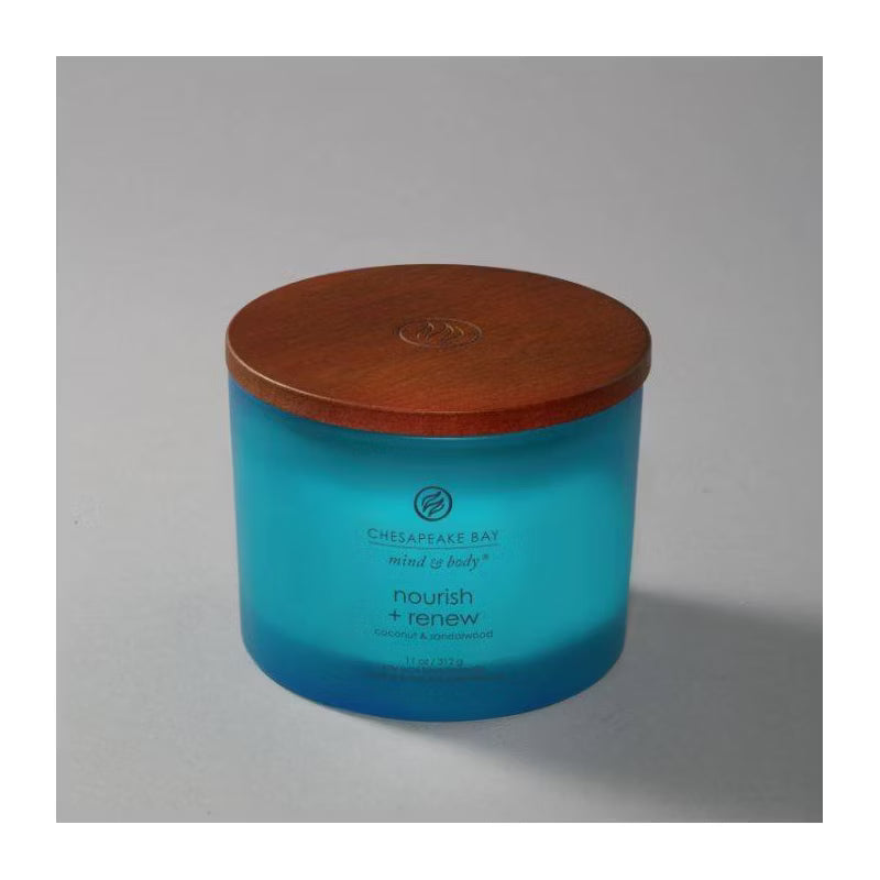 Nourish and Renew Mind and Body Frosted Glass Lidded Jar Candle