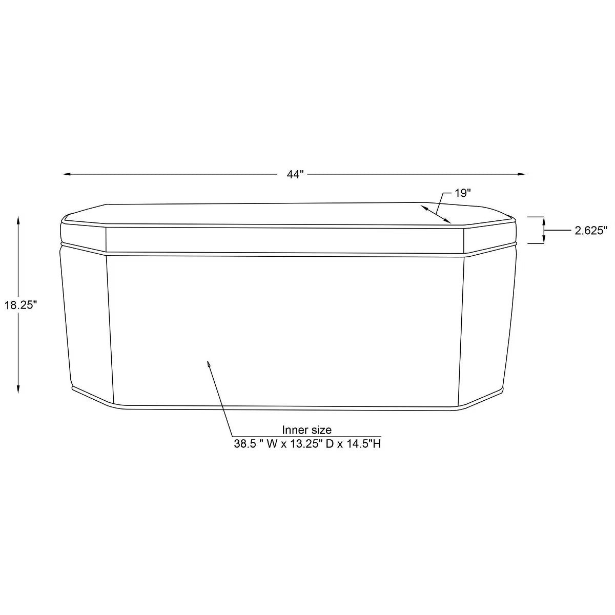 Dimensions and measurements of the hexagon storage bench by Studio McGee