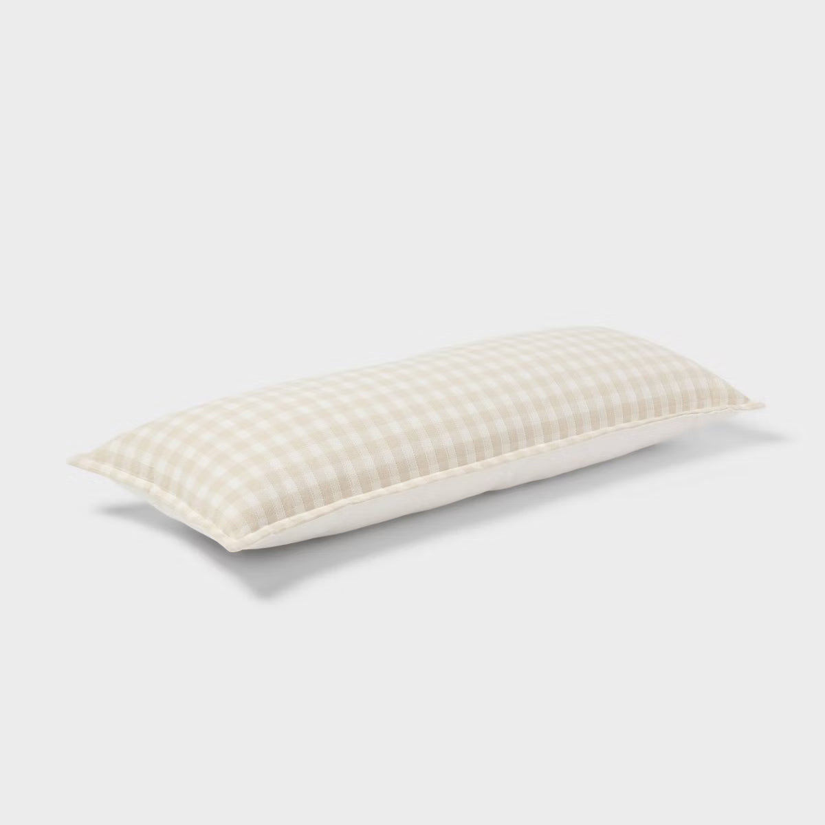 Gingham OS Oblong Dec Pillow Khaki/Ivory - Threshold™: Cotton Rectangle Lumbar Support, Indoor Use
